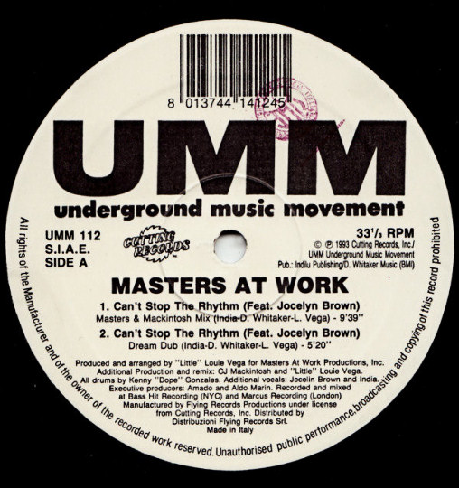 Masters At Work feat. Jocelyn Brown : Can't Stop The Rhythm (Masters & Mackintosh Mix)