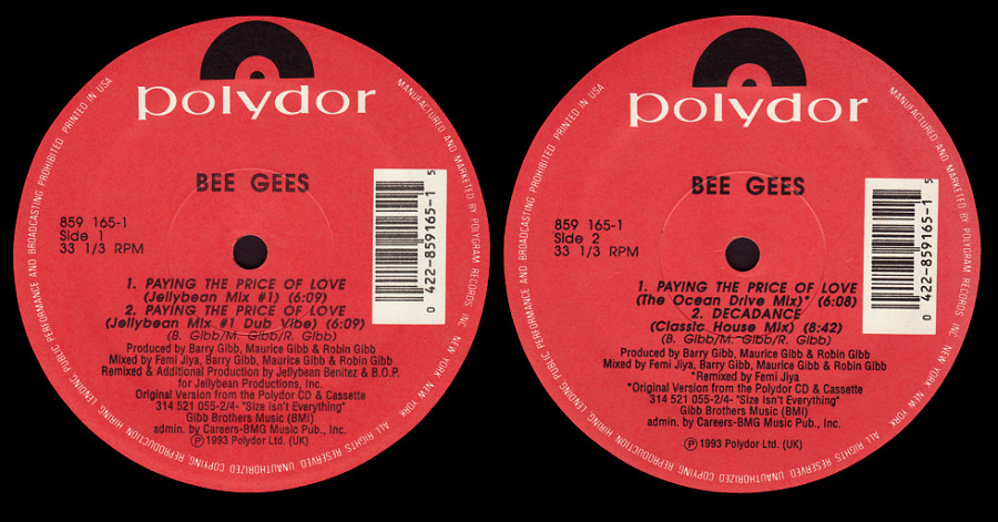 Bee Gees : Paying The Price Of Love (Jellybean & BOP)