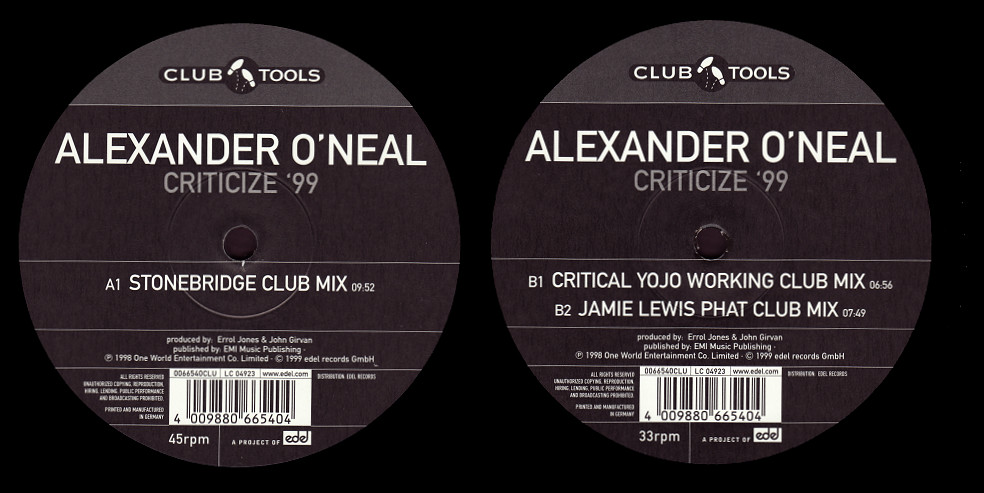 Alexander O'Neal : Criticize (Stonebridge & Jamie Lewis Remixes)